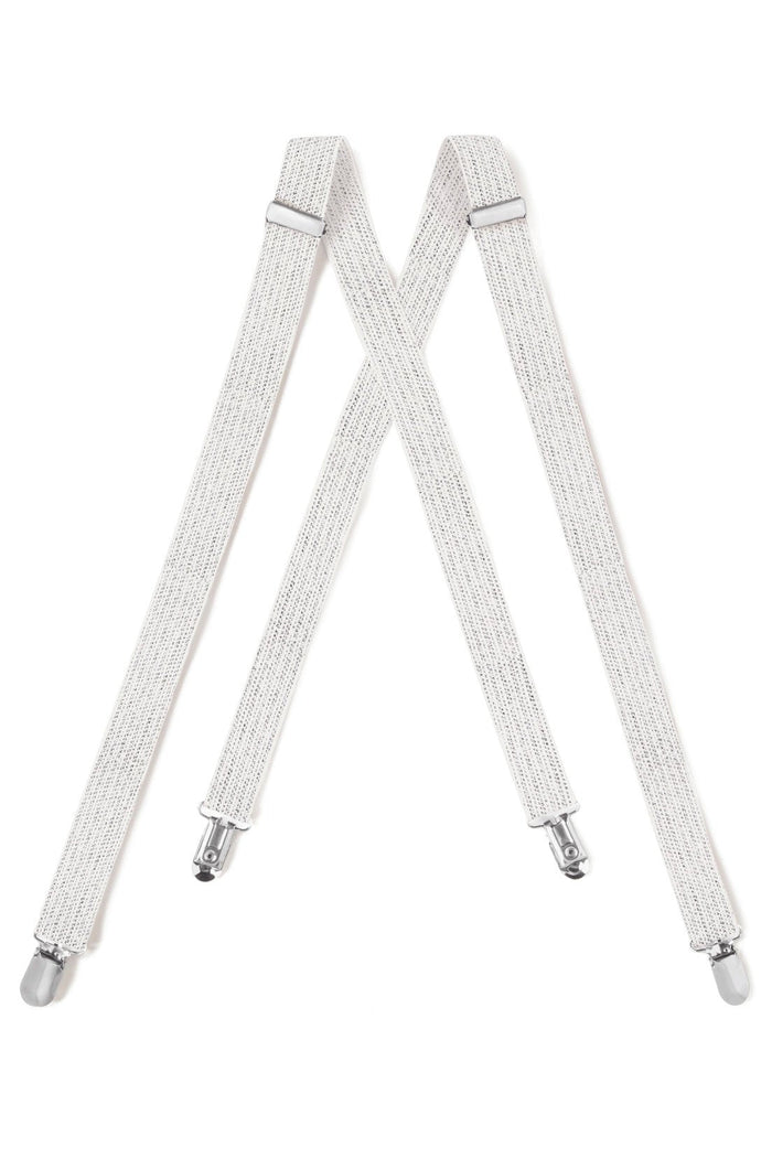 Silver Metallic Suspenders by Tux Parkin