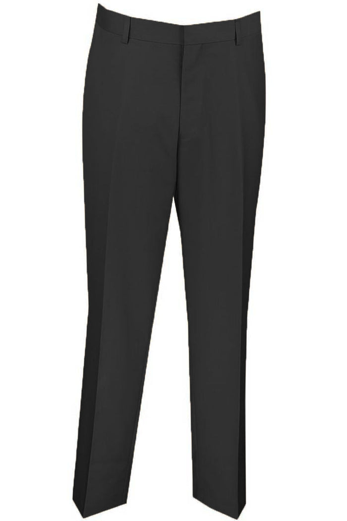 Mens Slim Fit Wool Feel Flat Front Dress Slacks in Charcoal by Vinci