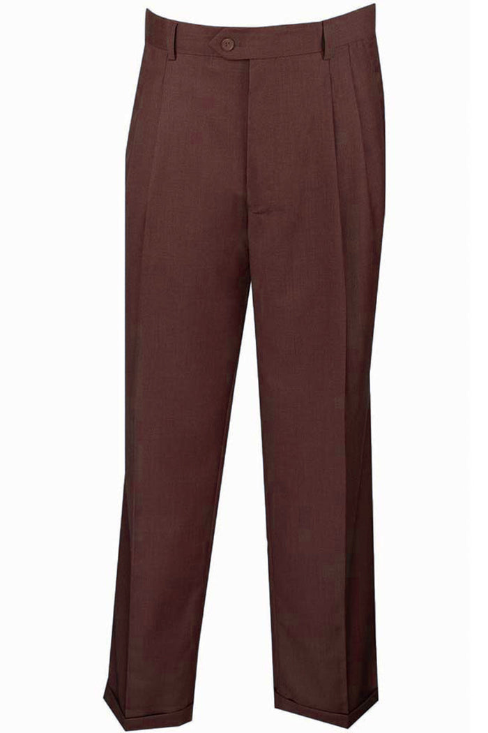 Mens Classic Fit Single Pleat Dress Slacks in Blue by Vinci
