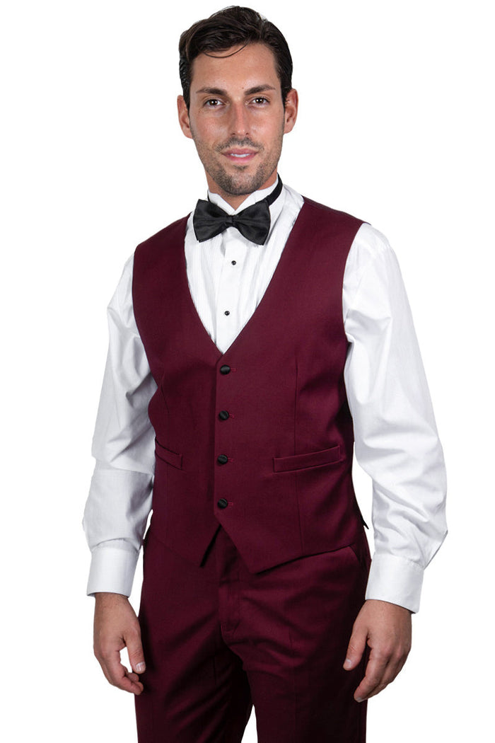 Men's Stacy Adams Burgundy 1-Button Shawl Lapel Tuxedo Jacket