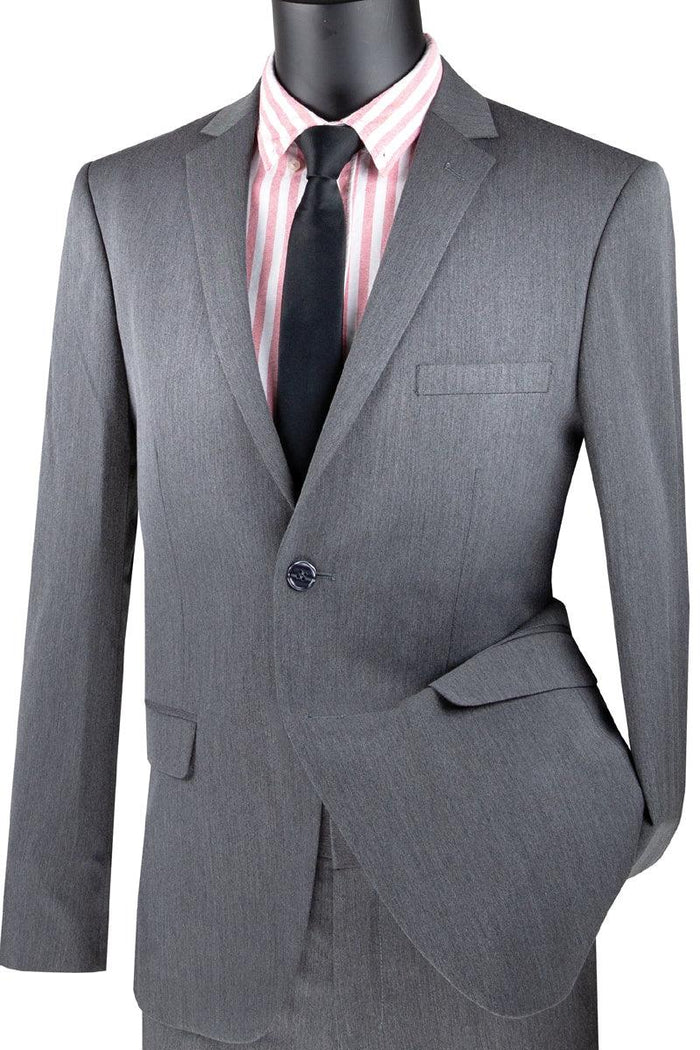 Ultra Slim Fit Stretch 2 Piece Suit Color Charcoal by Vinci