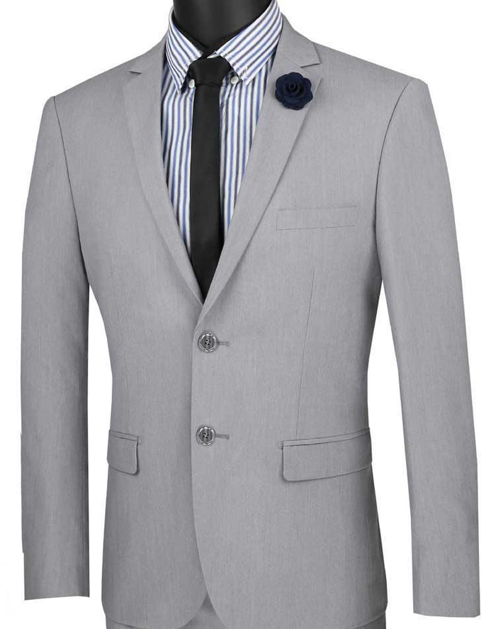 Ultra Slim Fit Stretch 2 Piece Suit Color Gray by Vinci