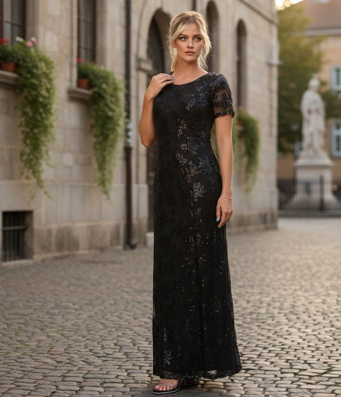 Mother-of-the-Bride Short Sleeve Formal Evening Dress by Eva USA 3456