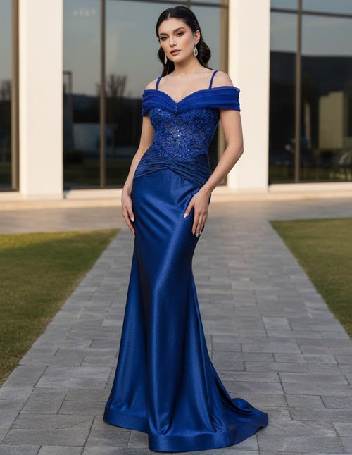 Mother Of The Bride Dress Off The Shoulder Sequin Gown By May Queen MQ2151-New Collection