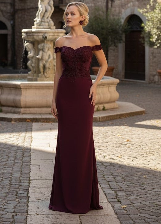 Elegant Form Fitting Evening Dress | Off The Shoulder Formal Gown