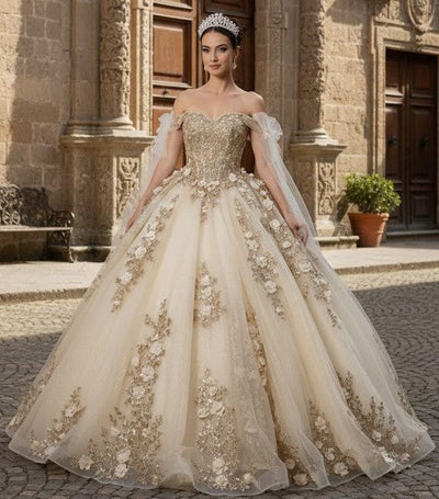 Layla K LK280 Floral 3D Applique Ball Gown Off-Shoulder Quinceañera Dress