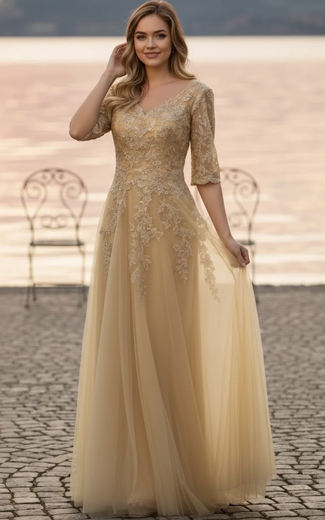 May Queen MQ1859 Short Sleeve Mother Of The Bride Plus Size Gown-New Collection