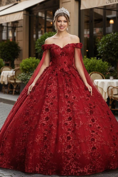 Off Shoulder Floral Corset Quinceanera Ball Gown