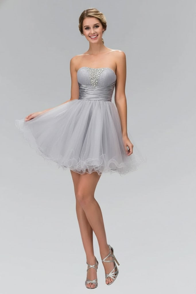 Strapless Ruffled Tulle Dress by Elizabeth K GS1051