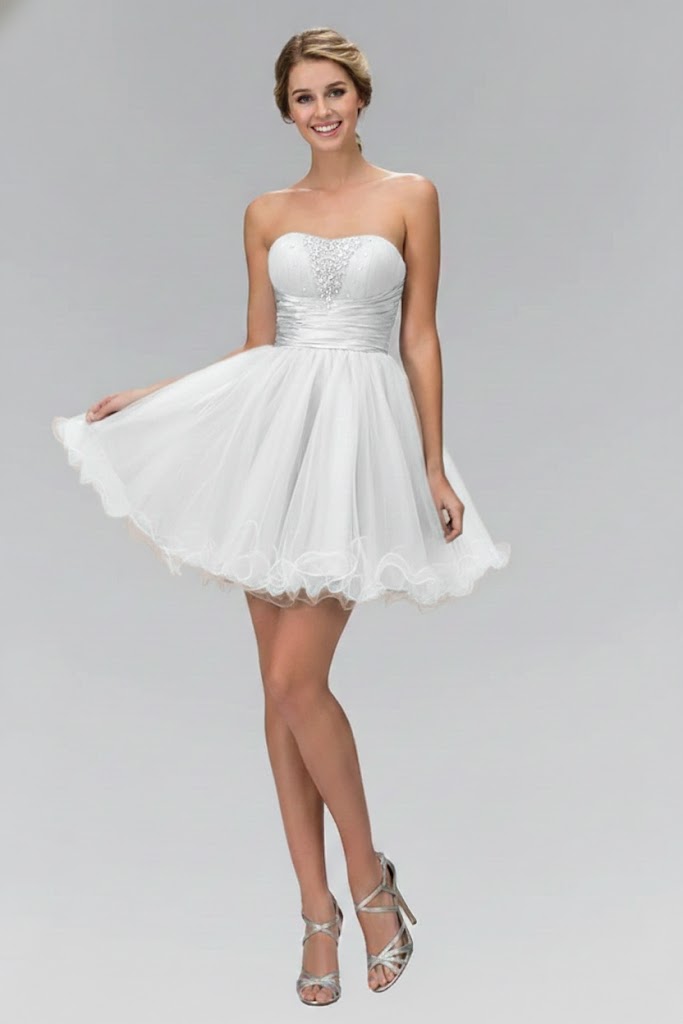 Strapless Ruffled Tulle Dress by Elizabeth K GS1051