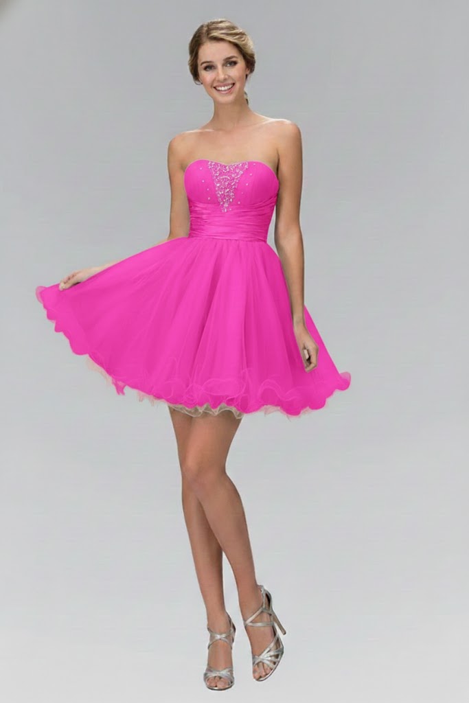 Strapless Ruffled Tulle Dress by Elizabeth K GS1051