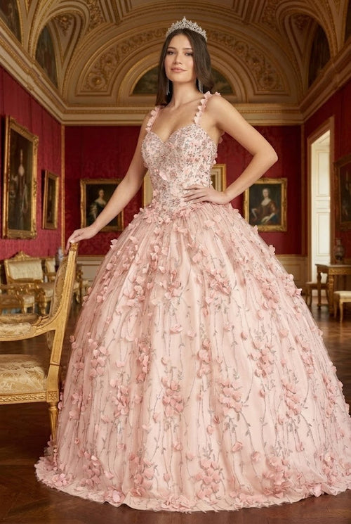 Blush Quinceanera Dress 3D Applique Sleeveless Ball Gown by Elizabeth K GL1959