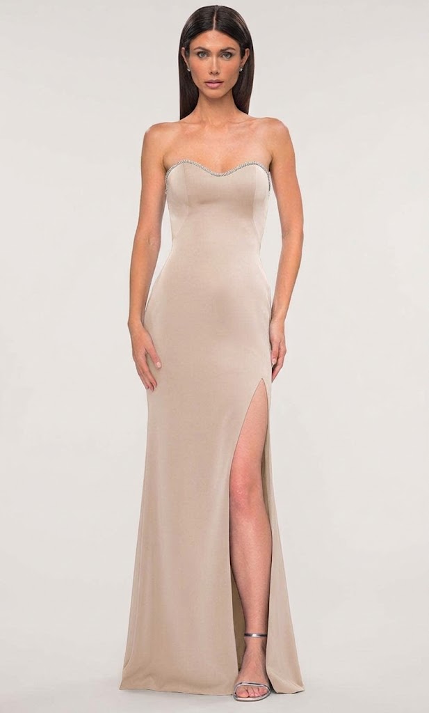 La Femme 32733 Fitted Jersey Embellished Neckline Prom Gown