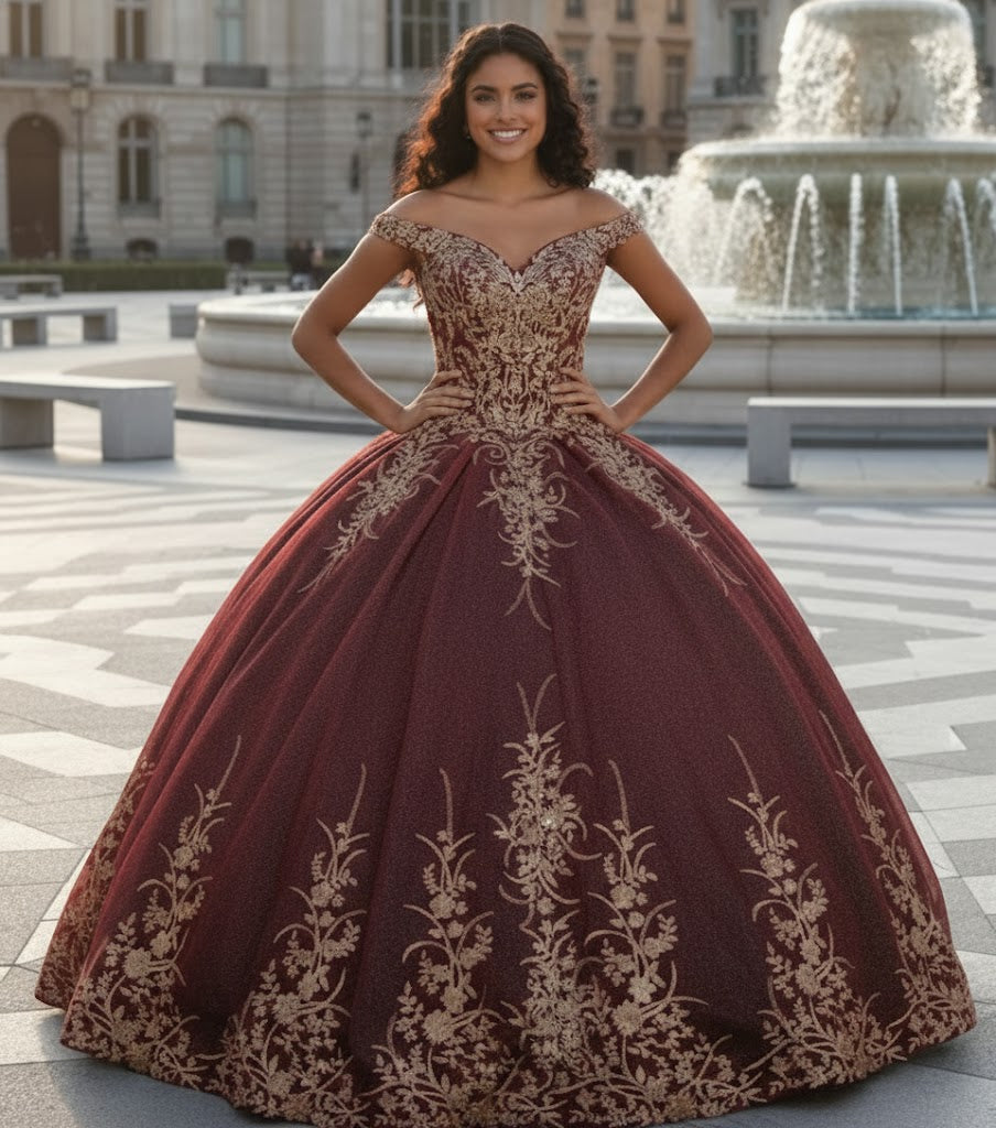 Germoso vestido - Vestidos de 15 años LK220 Off Shoulder Sparkling Lace Up Quinceanera Ball Gown