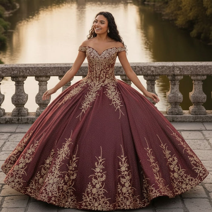 Germoso vestido - Vestidos de 15 años LK220 Off Shoulder Sparkling Lace Up Quinceanera Ball Gown