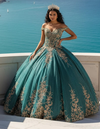 Plus Size Ball Gown in Hunter Green | Formal Quinceanera Dress by LK220