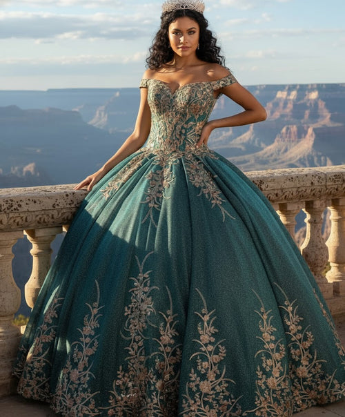 Germoso vestido - Vestidos de 15 años LK220 Off Shoulder Sparkling Lace Up Quinceanera Ball Gown