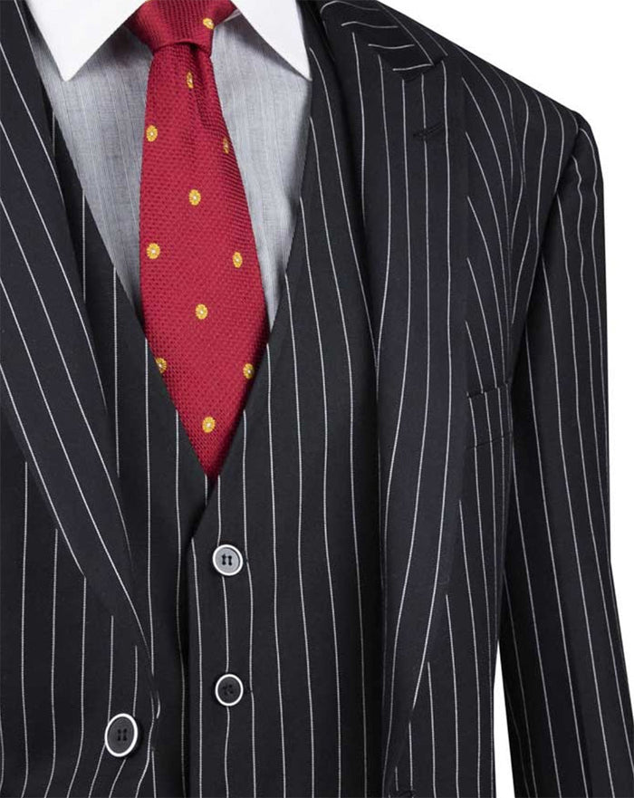 Morgan Collection - Regular Fit 3 Piece Suit 2 Button Black by Vinci
