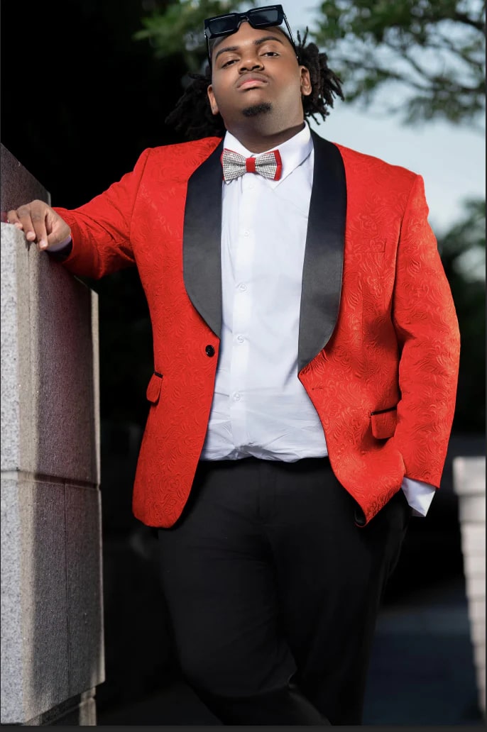 Red Prom Tuxedo Suit - Red Wedding Suit - Men's Slim Fit Vested Paisley Wedding Tuxedo