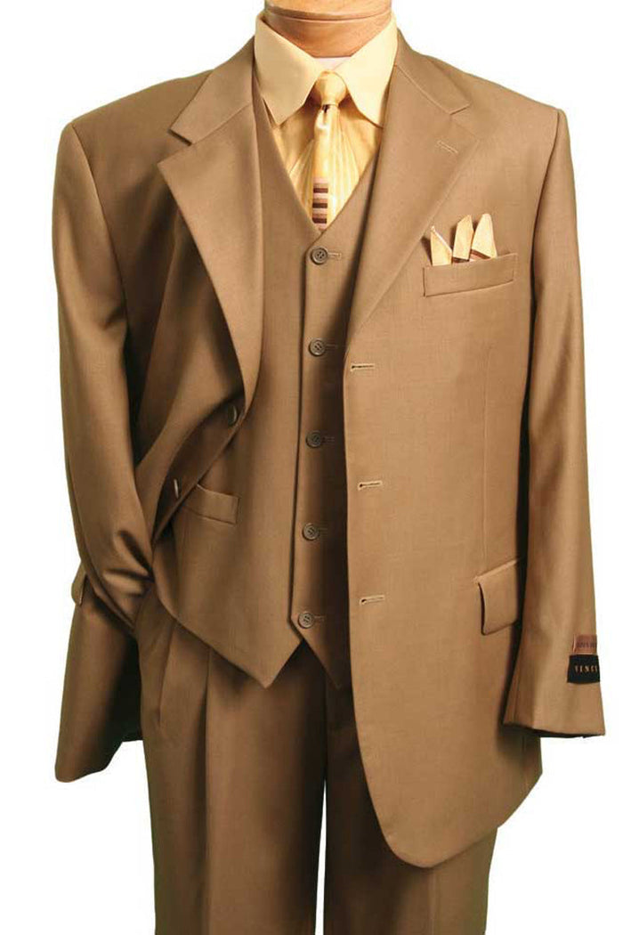 Mens 3 Button Basic Poplin Suit in White by Vinci