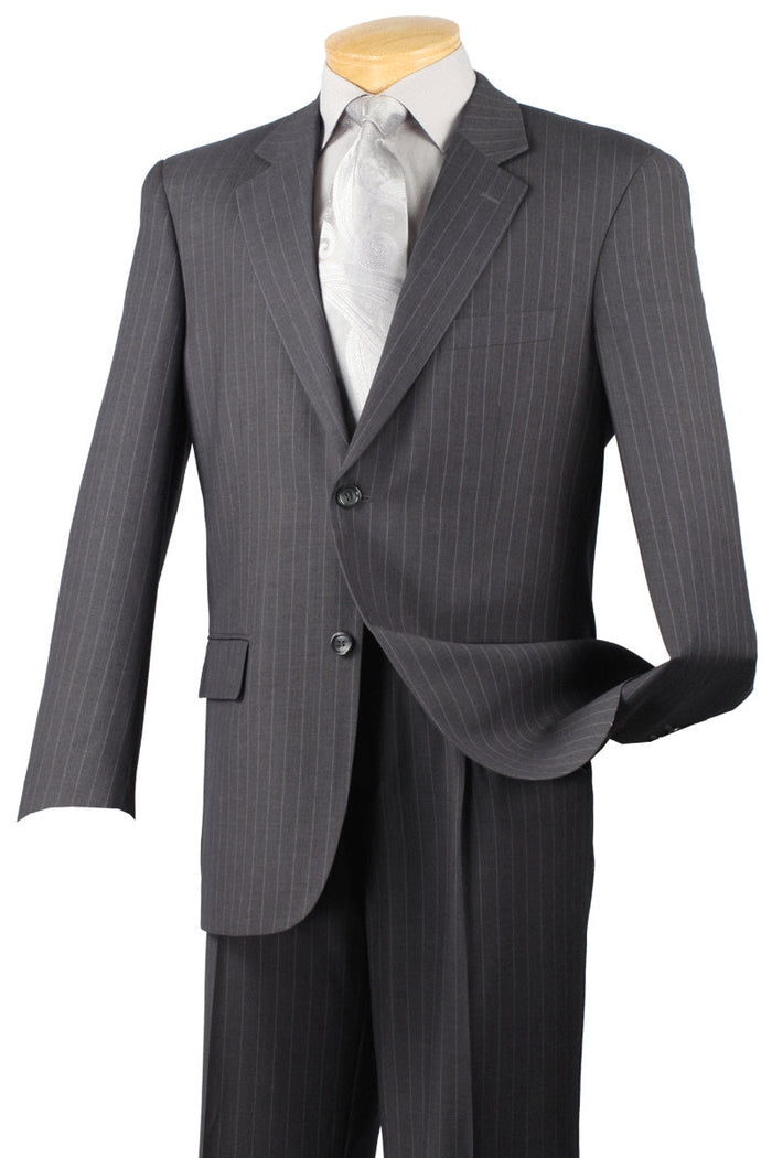 Mens 2 Button Peak Lapel Modern Plaid Suit in Grey by Vinci