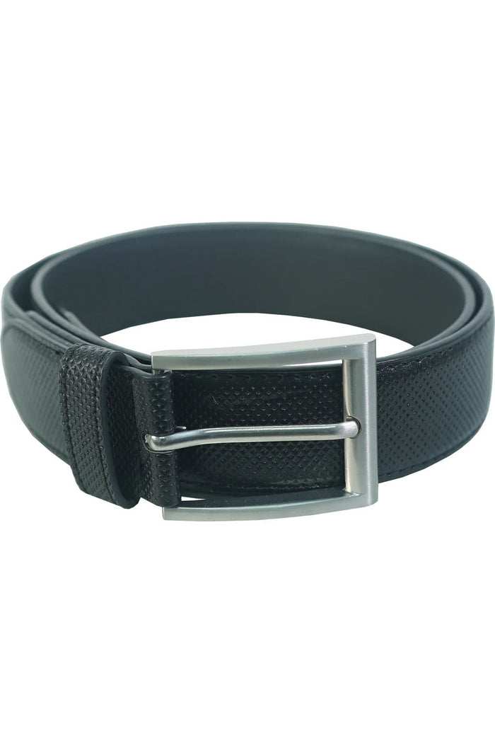 Black Debossed Dress Belt by Vangeloin