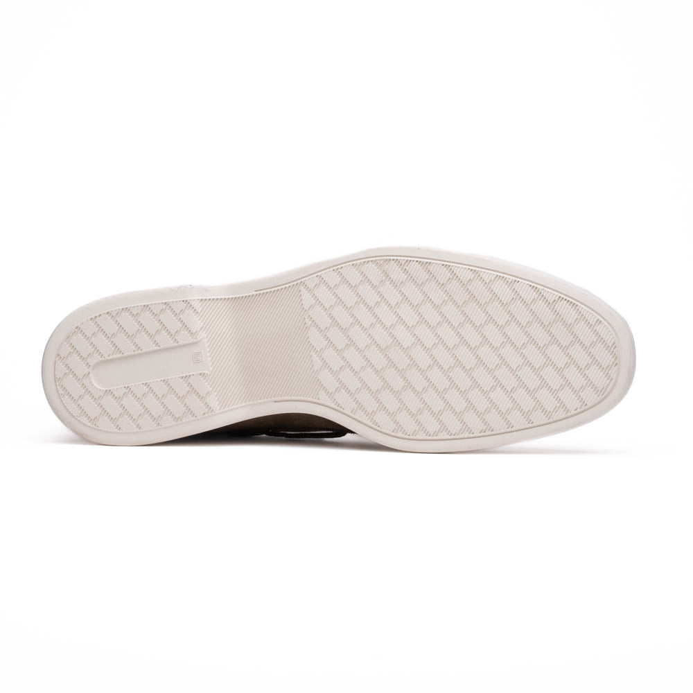Zelli Venice Hand-Stitched Sueded Goatskin Boat Shoe in Taupe