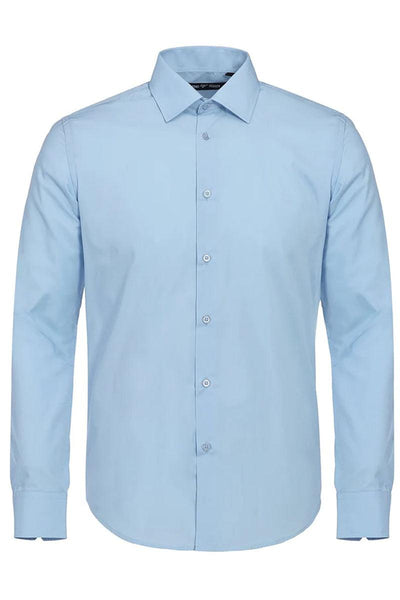 "Verno Men's Classic Fit Sky Blue Dress Shirt w/Spread Collar" - Elegant Mensattire