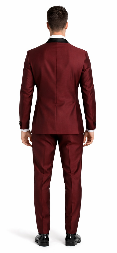 Versailles Burgundy Formal Tuxedo – 1-Button Shawl Lapel 3-Piece