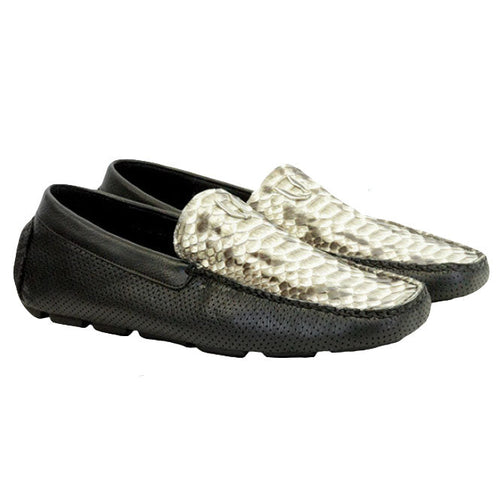 Vestigium Python Driving Loafers Natural Black - Natural Black Python men's driving loafer