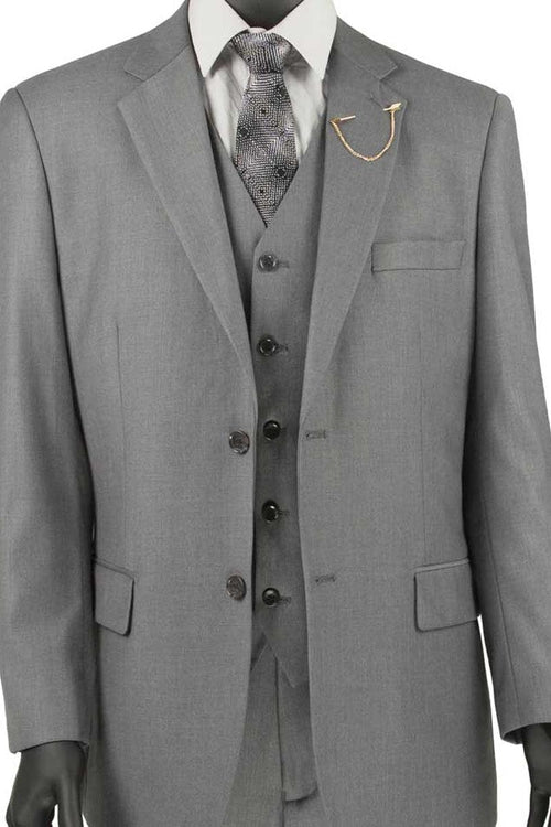Vinci Grey 2-Button Vested Suit: Timeless Classic for Modern Men - Elegant Mensattire