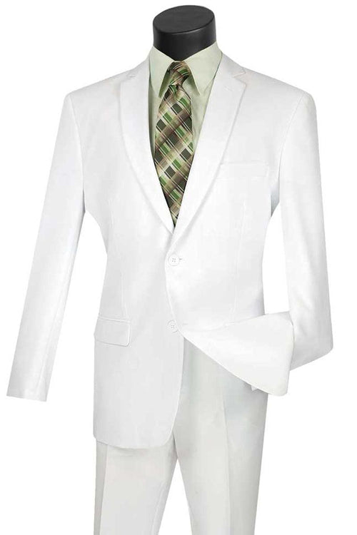 "Vinci Men's 2-Btn Slim-Fit White Poplin Suit" - Elegant Mensattire