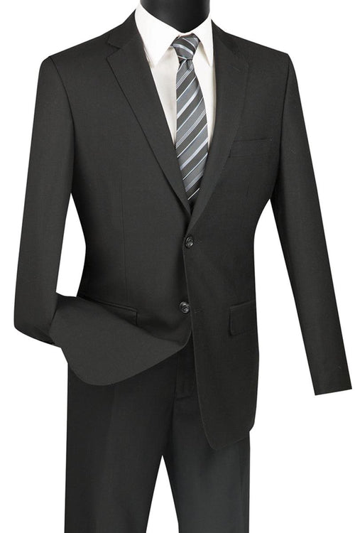 Vinci Men's 2-Button Modern Fit Suit in Black - Elegant Mensattire