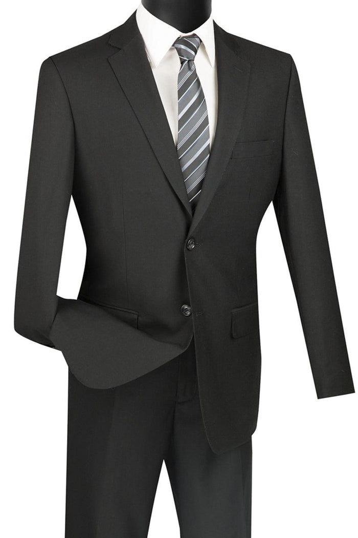 Vinci Men's 2-Button Modern Fit Suit in Black - Elegant Mensattire