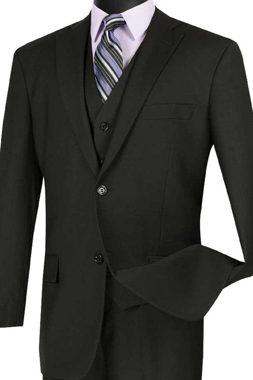 Vinci Men's 2-Button Vest Suit in Black | Elegant Professional Wear - Elegant Mensattire