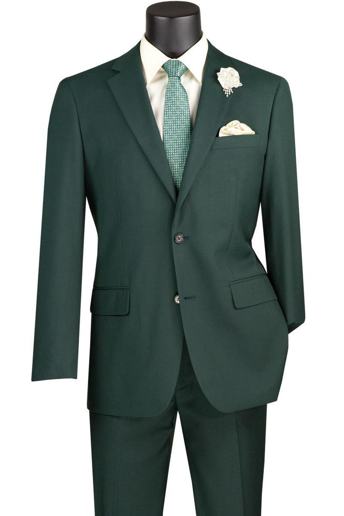 Vinci Men's Green Modern Fit 2-Button Suit - Elegant Mensattire