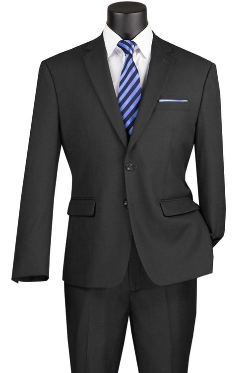 Vinci Men's Modern-Fit Black 2-Button Suit - Elegant Mensattire