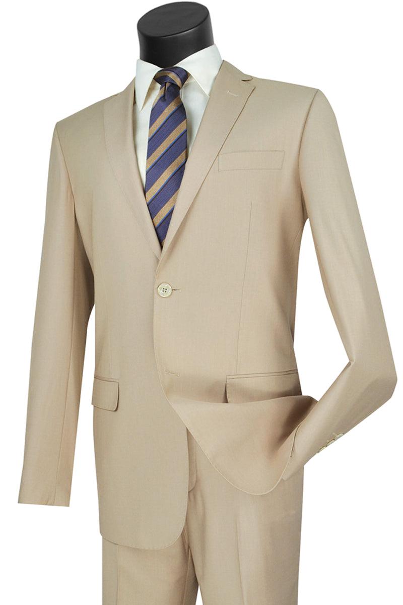 Vinci Men's Tan 2-Button Modern Suit - Elegant Mensattire