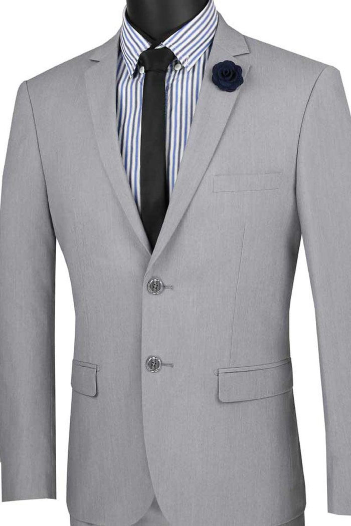 Vinci Men's Ultra Slim Grey Stretch Suit - Elegant Mensattire
