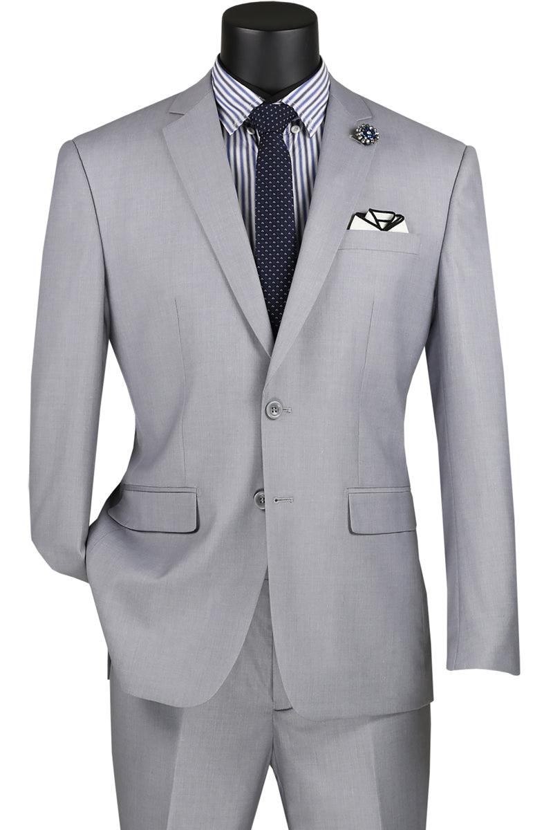 Vinci Mens 2-Button Light Grey Suit | Modern Fit Smart Style - Elegant Mensattire