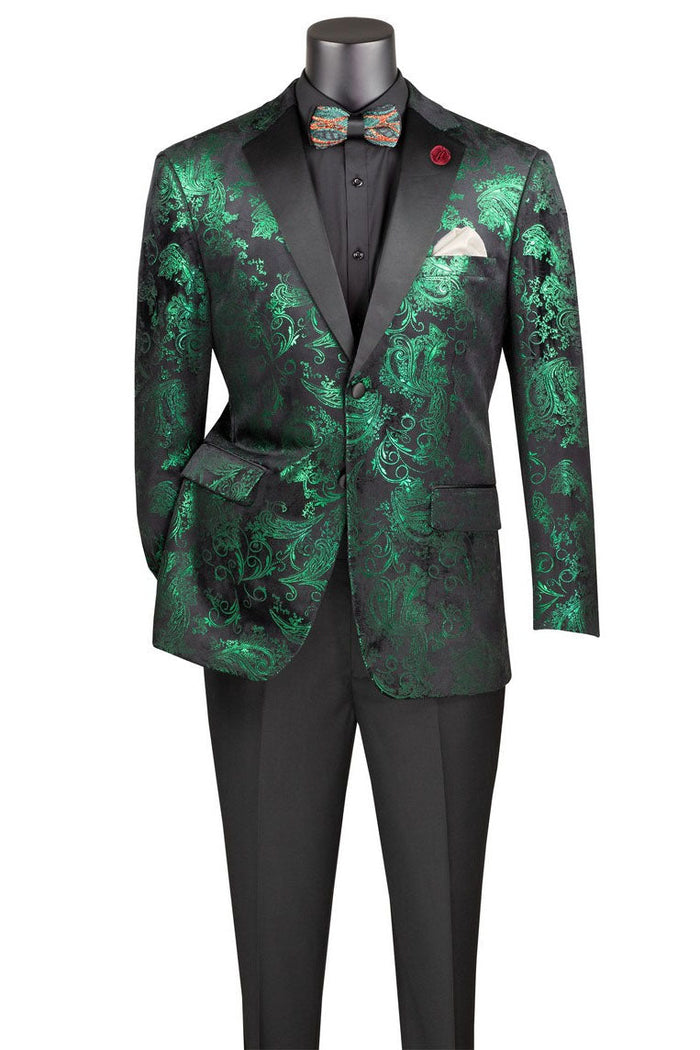 Posh Paisley Velvet Black & Gold Tuxedo Jacket (Separates) by Vinci