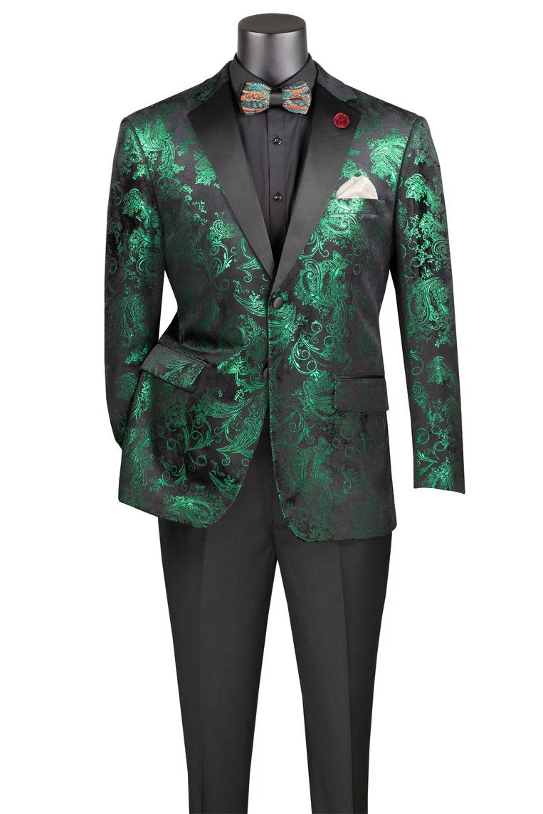 Posh Paisley Velvet Emerald Tuxedo Jacket – SuitUSA
