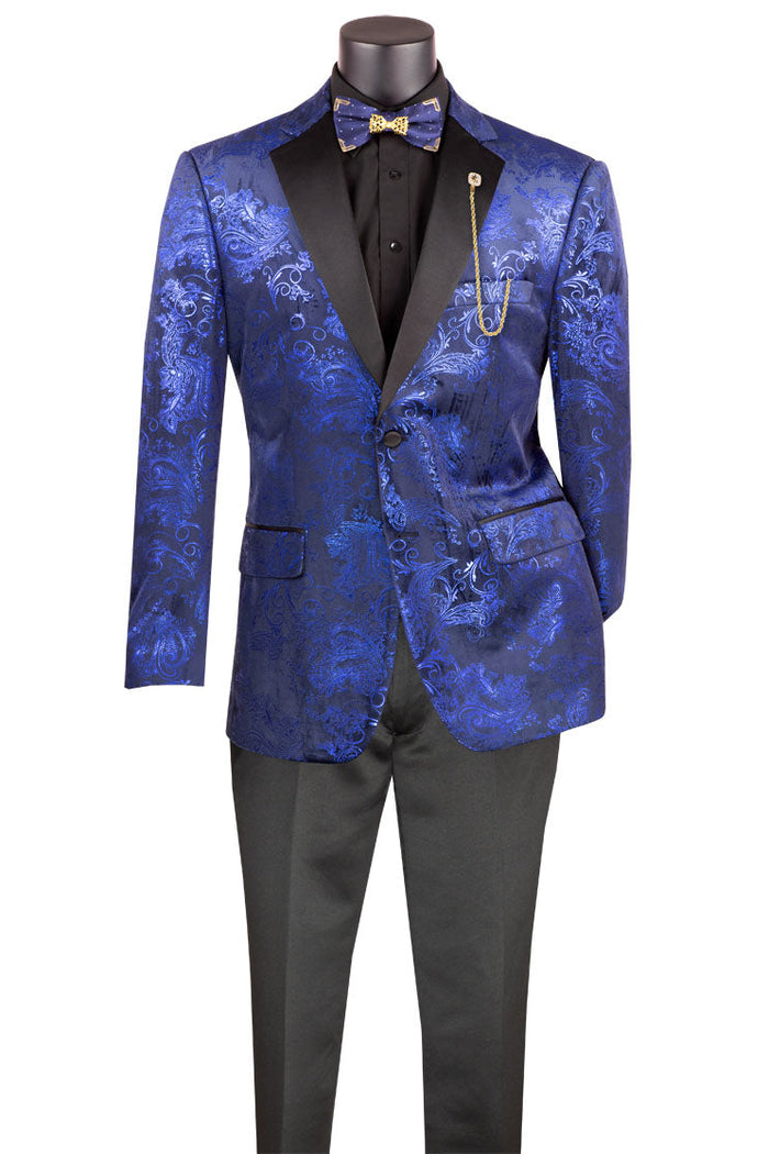 Posh Paisley Velvet Red Tuxedo Jacket (Separates) by Vinci