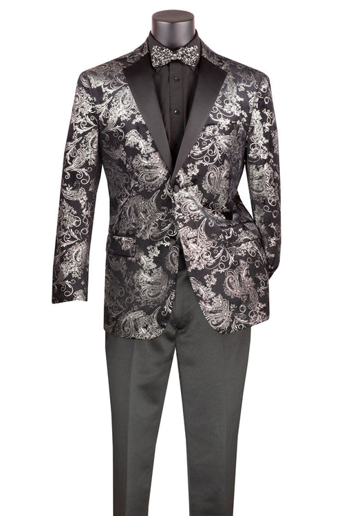 Posh Paisley Velvet Royal Blue Tuxedo Jacket (Separates) by Vinci