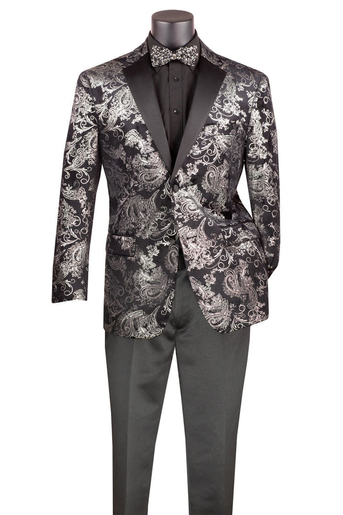 Posh Paisley Velvet Royal Blue Tuxedo Jacket (Separates) by Vinci