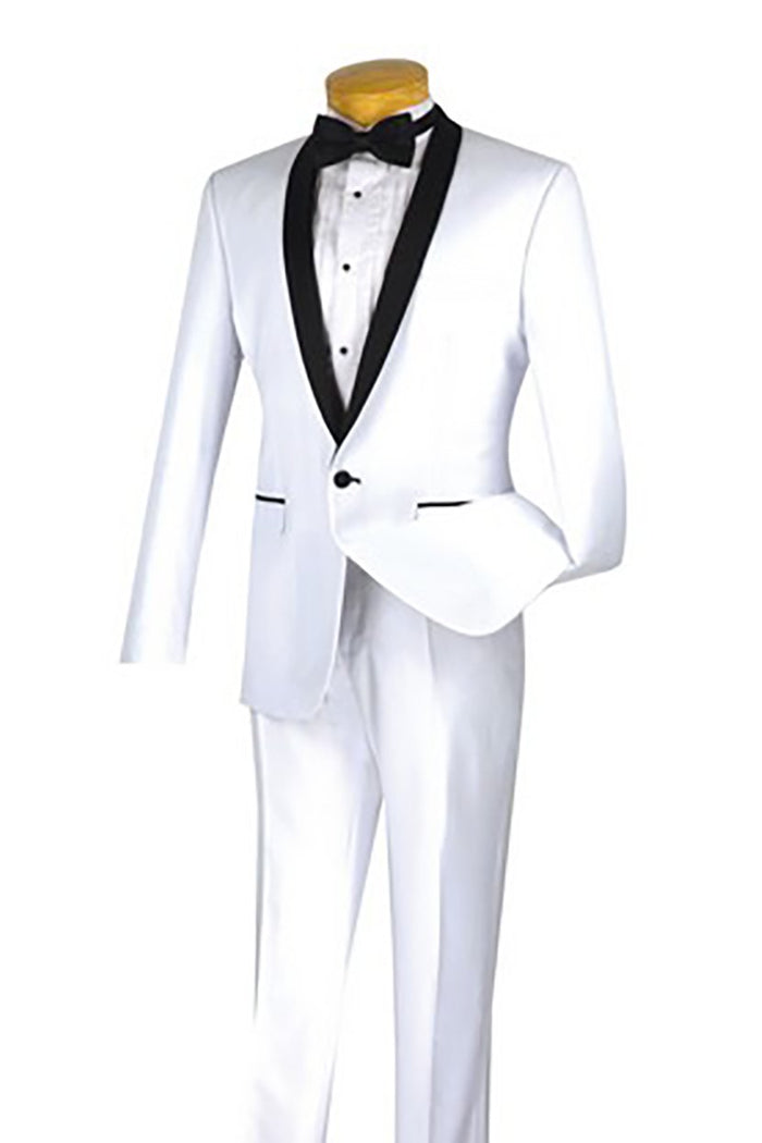 Sleek Black 1-Button Shawl Tuxedo (2-Piece Set) by Vinci
