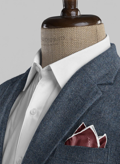 Mens Heritage Blue Herringbone Jacket – Timeless Tweed Sport Coat