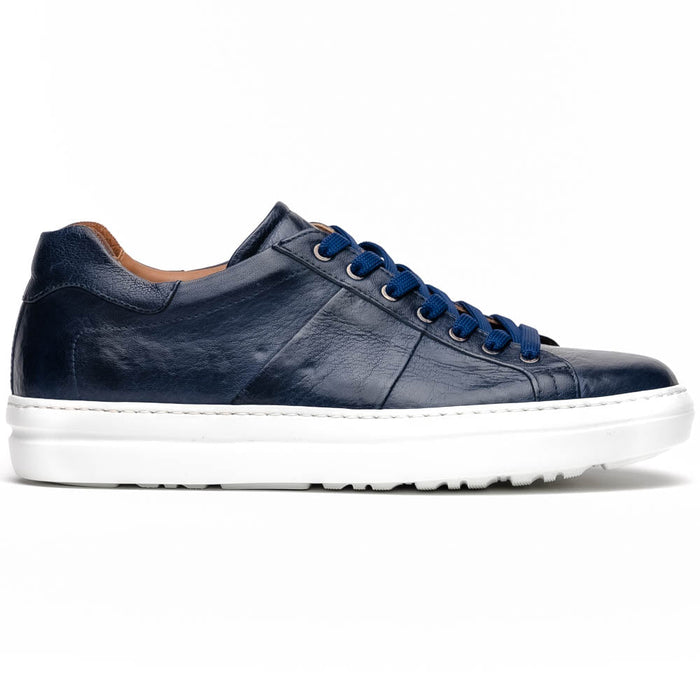 Zelli Vivo Tumbled Calfskin Sneakers in Navy with Contrast Soles