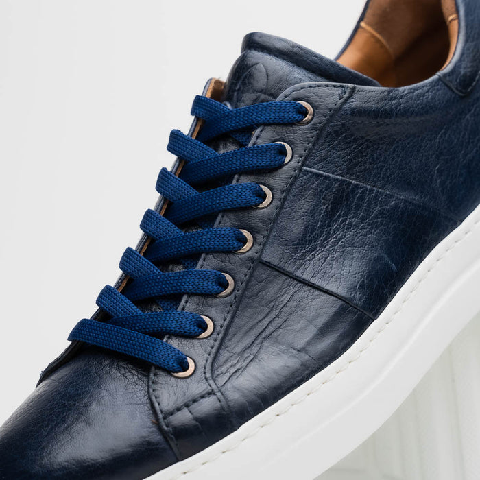Zelli Vivo Tumbled Calfskin Sneakers in Navy with Contrast Soles