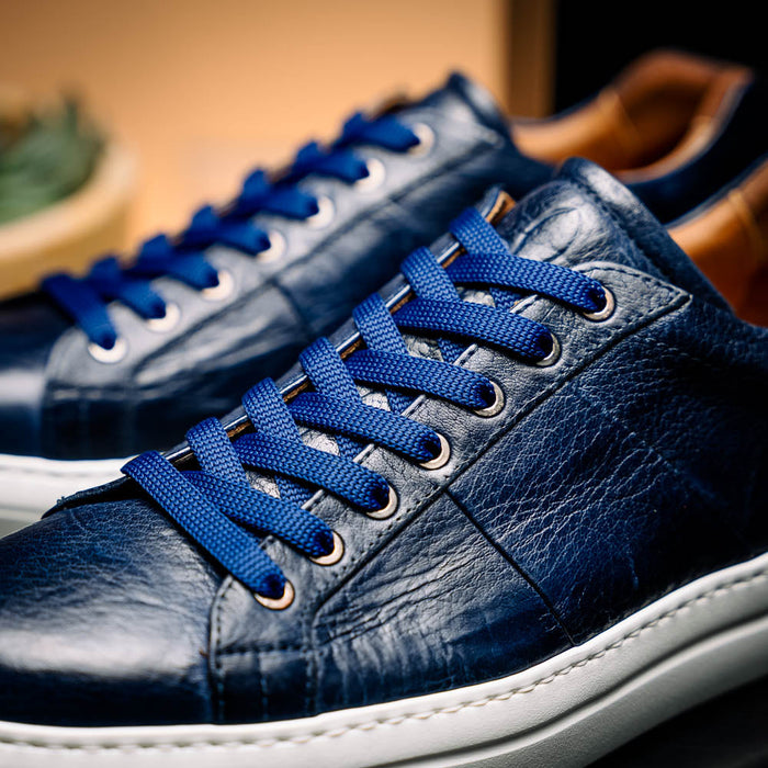 Zelli Vivo Tumbled Calfskin Sneakers in Navy with Contrast Soles
